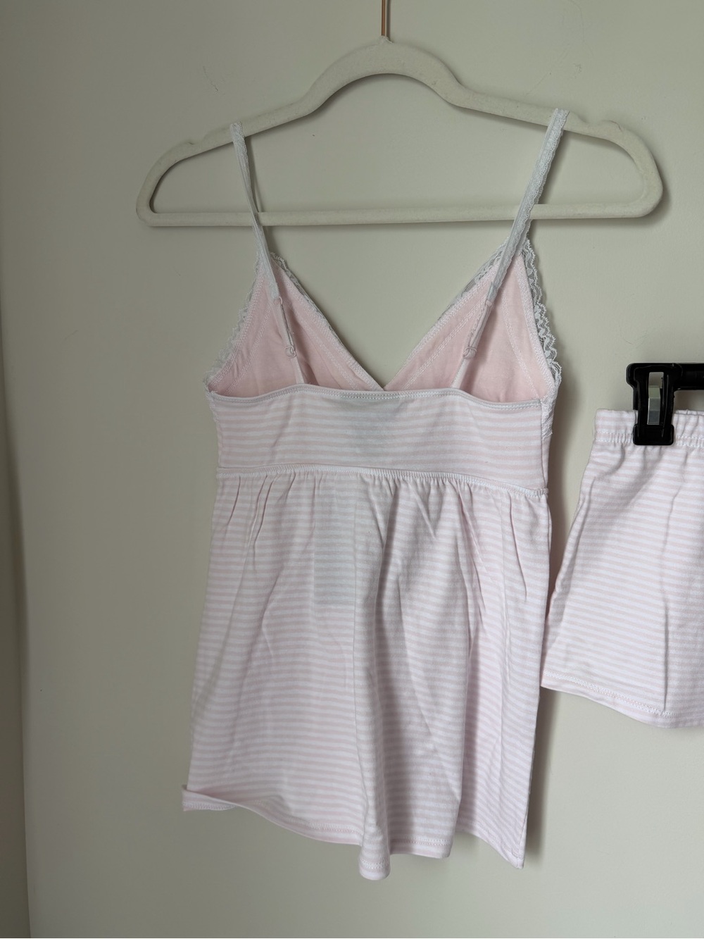 Just Polly Pink Striped lace trim Cami & Shorts cotton Sleep Set - Picture 7 of 8